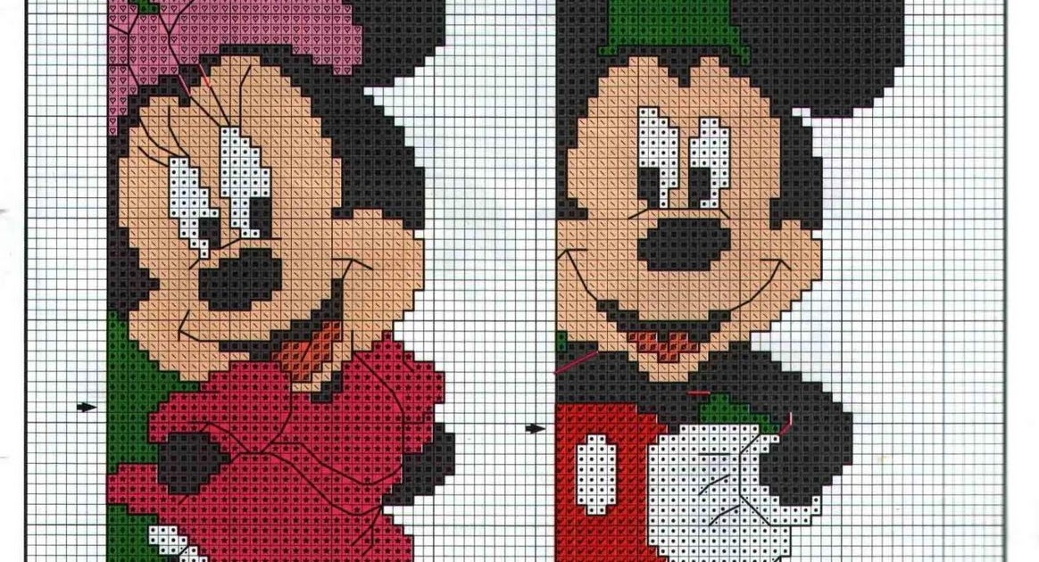 Gildene artes em ponto cruz: Minnie e Mickey em ponto cruz