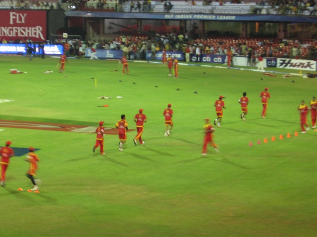Cricketers Practicing at Chinnaswamy Stadium, Bangalore