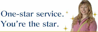 Web ad that says One star service. You're the star.