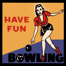 Vintage illustration of a woman bowling