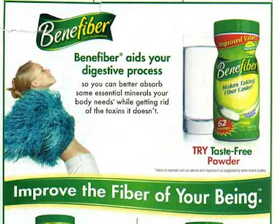Benefiber ad with skinny blond wearing white pants