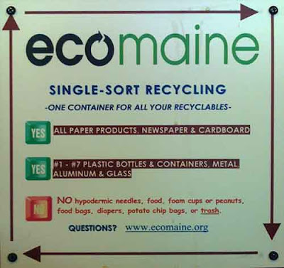 Ecomaine single sort recycling sign