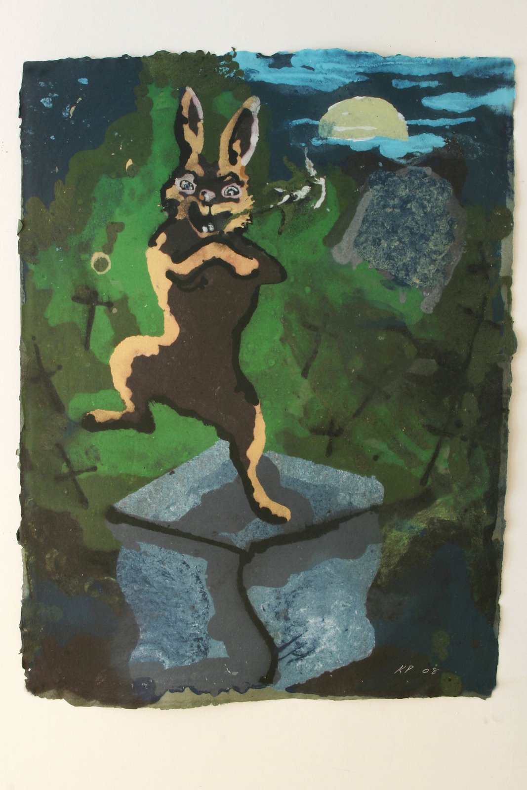 Eating Sorrel In The Graveyard (C) 2008  40x30 Paper Pulp Painting