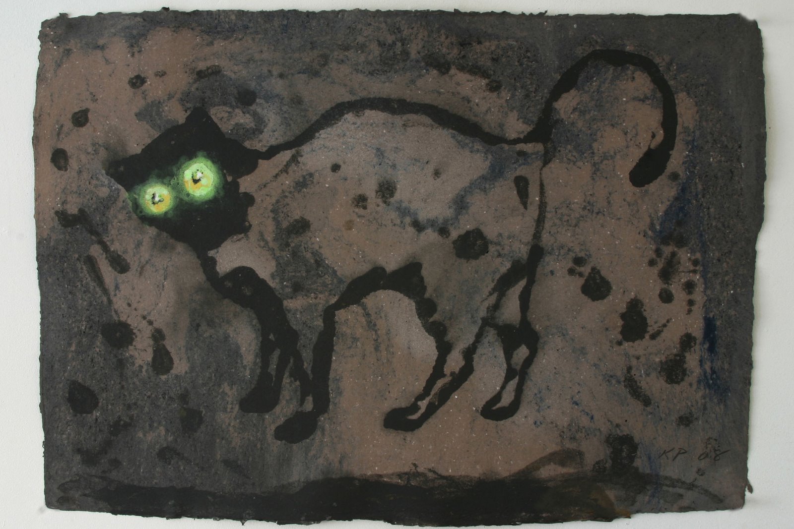 Griffin's Cat (Mauve) 2008 25x36 Paper Pulp Painting