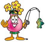 [9246_vase_of_flowers_mascot_cartoon_character_holding_a_fish_on_a_fishing_pole.jpg]