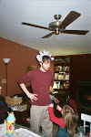 Chris in a flower hat from Aunt Eye