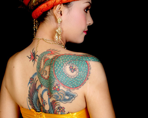 Temporary Dragon Tattoo design for Traditional Wedding Ceremony on Japan.