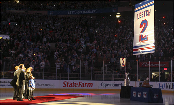 Brian Leetch #2 jersey raised at MSG, Jan. 24, 2008