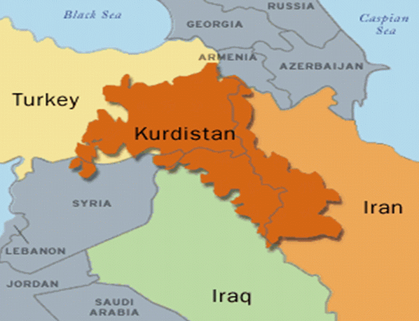Mapa del Kurdistan