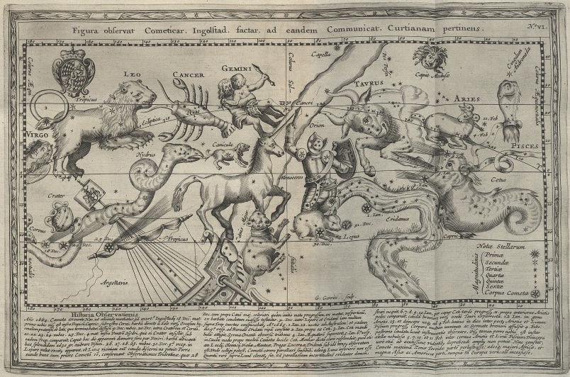 Ingolstadt 1664 - comet path in illustrated star field