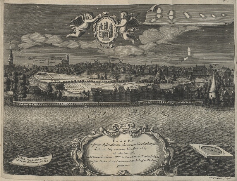 Hamburg city sky - comet path 1665