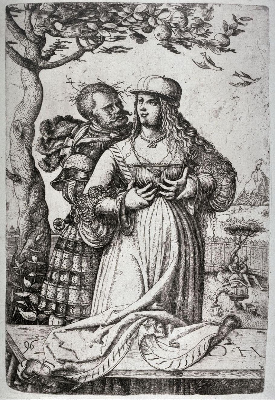 Man embracing a woman - 16th century etching