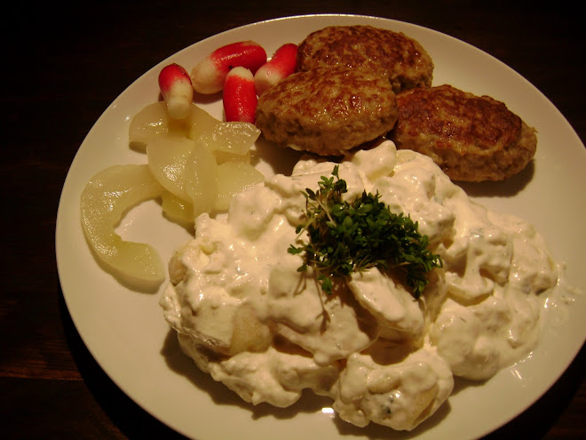 potatoes salad, Danish meat balls