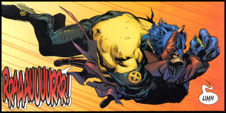 BEAST attacks an ill-prepared Xorn: First seen in NEW X-MEN #150!