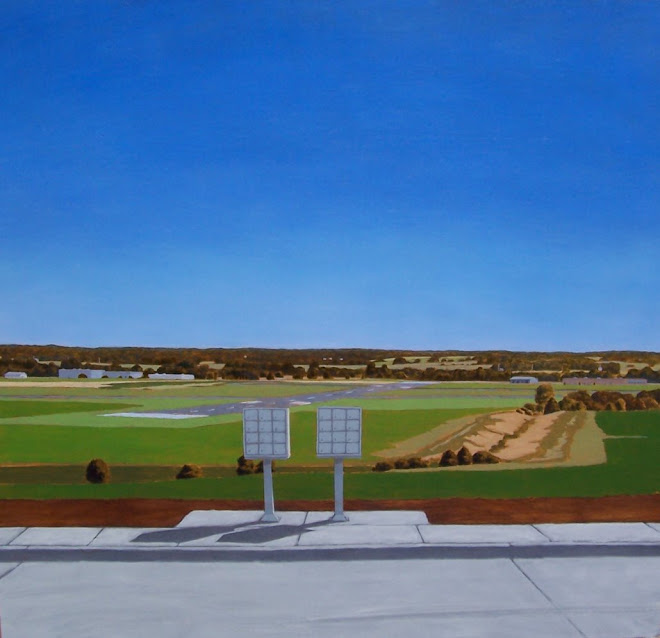 "Over Iowa City Airport"  2005, oil on panel, 19" x 20"