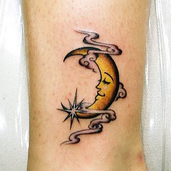 free leg tattoo design, moon tattoo design