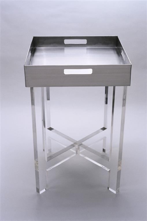 [lucite+stainless+steel+side+table.jpg]