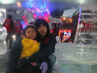 Dylea and Sharon in the Snow World, experiencing winter!
