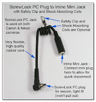 SC1031: ScrewLock PC Plug to Inline Mini Jack with Safety Clip and Shock Absorbing Coils