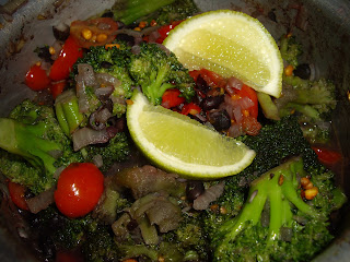 Brocoli and Black Beans with Lime