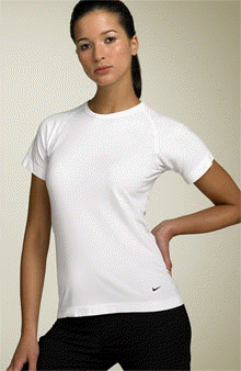 woman wearing a white tee shirt