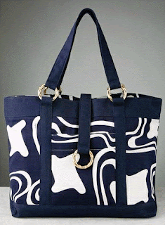 picture of navy blue and white Milly Splash Print Della Fonte Beach Tote